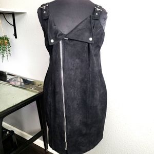 Haute Fox faux suede motorcycle mini dress